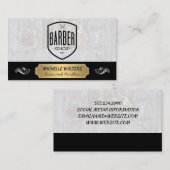 Carte De Visite Barber Shop | Plaqué marbre et or (Devant / Derrière)