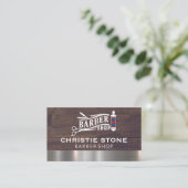 Carte De Visite Barber Shop Pole et ciseaux (Debout devant)