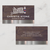 Carte De Visite Barber Shop Pole et ciseaux (Devant / Derrière)
