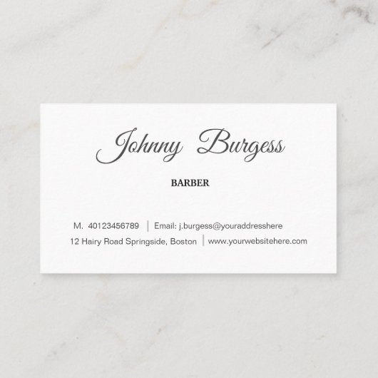 Carte De Visite Barber Shop Pole Professional Moderne Coiffeur (Dos)