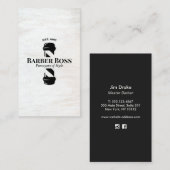 Carte De Visite Barber Shop Pole Rustique Bois Blanc (Devant / Derrière)