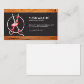 Carte De Visite Barber Shop | Poteau en barbre | Bois | Ciseaux en (Devant / Derrière)