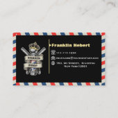 Carte De Visite Barber Shop Professional Blue & Red Stripes Custom (Dos)