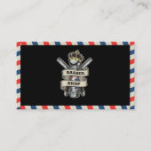 Carte De Visite Barber Shop Professional Blue & Red Stripes Custom (Devant)