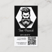 Carte De Visite Barber Shop professionnel noir&blanc Fidélité et (Devant)