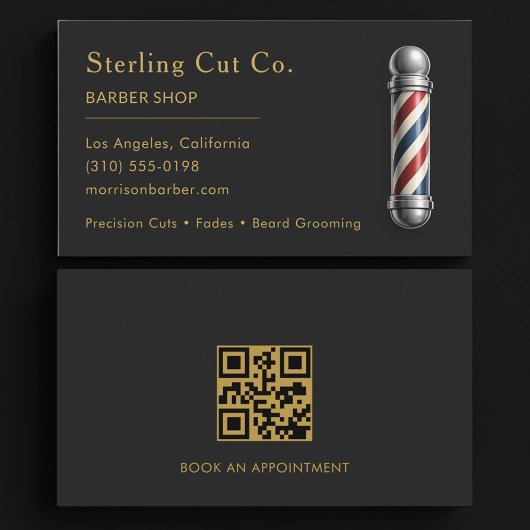 Carte De Visite Barber Shop QR Code Professional