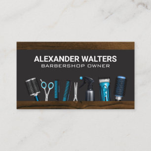 Carte De Visite Barber Shop Stylist Outils   Bois