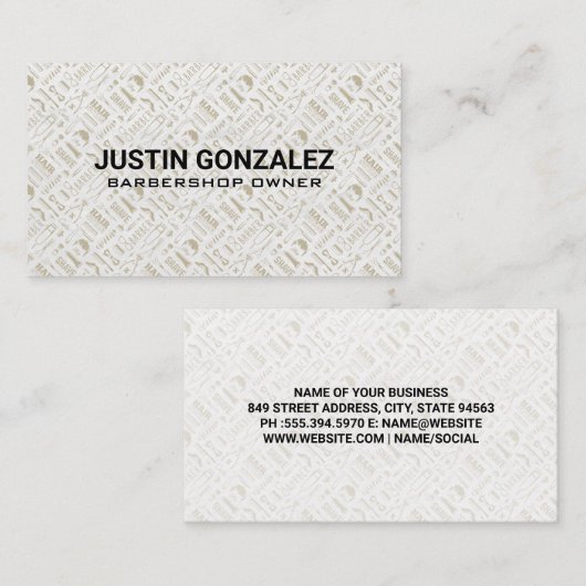 Carte De Visite Barber Shop Tools Motif (Devant / Derrière)