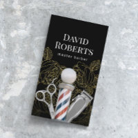 Barber Shop Vintage Gold Floral Pattern Barbershop