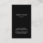 Carte De Visite Barber simple typographie moderne noir (Dos)