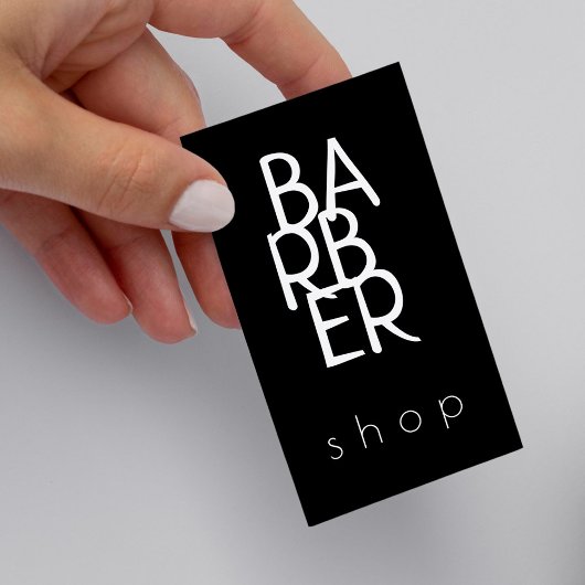Carte De Visite Barber simple typographie moderne noir