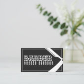 Carte De Visite Barber style élégant professionnel noir gris (Debout devant)