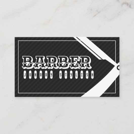 Carte De Visite Barber style élégant professionnel noir gris (Devant)