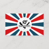 Carte De Visite Barber Sun rayonne bleu et rouge rayures avec logo (Devant)