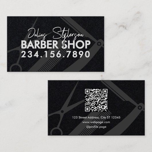 Carte De Visite Barber tools modern barbershop  (Devant / Derrière)