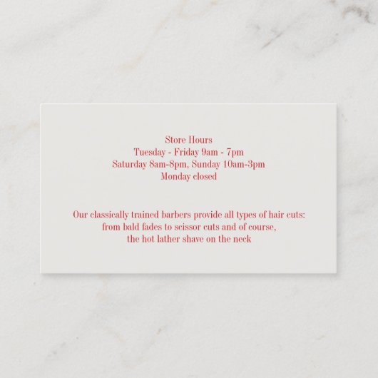 Carte de visite Barbershop (Dos)