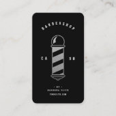 Carte De Visite Barbershop Barber Classic Pole d'argent noir (Devant)