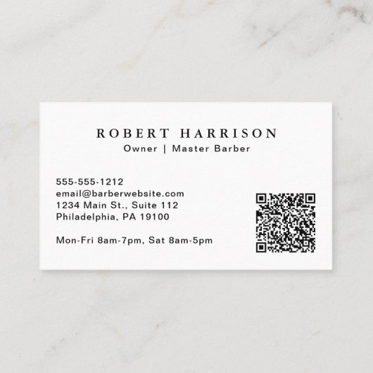 Carte De Visite Barbershop Barber Code QR (Dos)