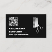 Carte De Visite Barbershop Black QR (Devant)