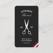 Carte De Visite Barbershop Black Red Blue Blanc moderne Barbier (Devant)