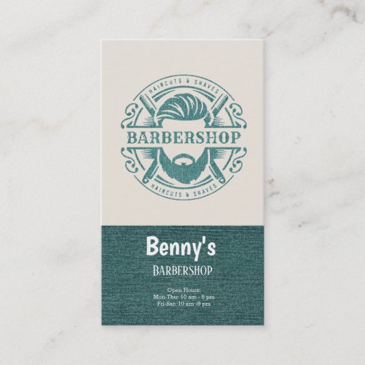 Carte De Visite Barbershop blue jeans texture (Devant)