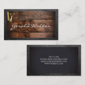 Carte De Visite Barbershop | Bois | Bordure en cuir (Devant / Derrière)