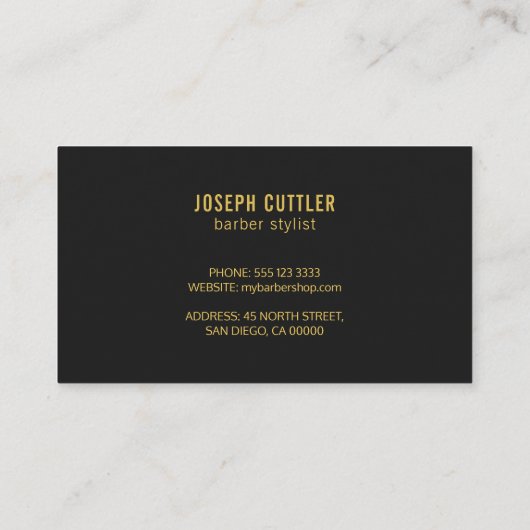 Carte De Visite Barbershop ciseaux or moderne noir (Dos)