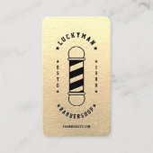 Carte De Visite Barbershop Classic Elegant Or Noir Barber Pole (Devant)