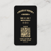Carte De Visite Barbershop Classic Mobile Barber Black Gold (Dos)