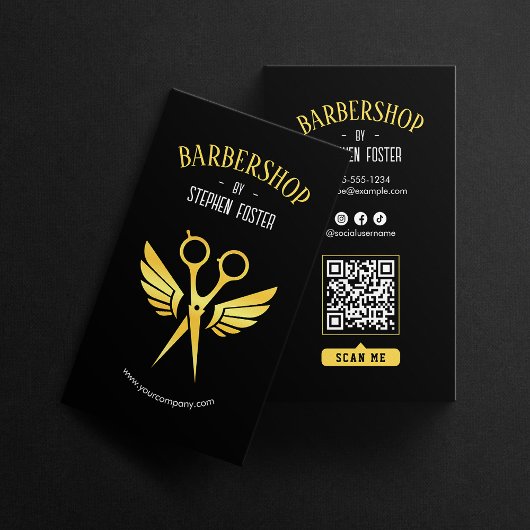 Carte De Visite Barbershop Coiffeuse Barbershop Black Gold