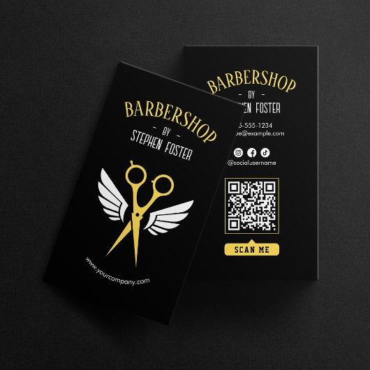Carte De Visite Barbershop Coiffeuse Barbershop Noir