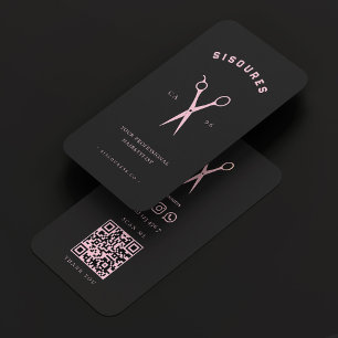 Carte De Visite Barbershop Hair Stylliste Ciseaux rose Barbier