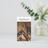 Carte De Visite BarberShop Hipster en bois rustique (Debout devant)