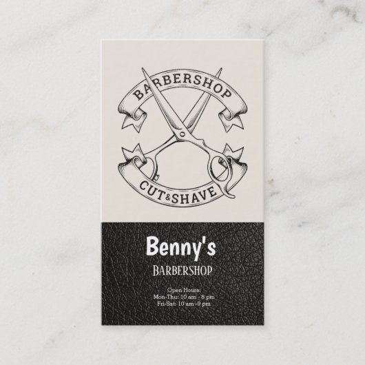 Carte De Visite Barbershop look cuir (Devant)