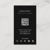 Carte De Visite Barbershop moderne Barber Photo QR Code (Dos)