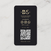 Carte De Visite Barbershop moderne coiffeuse Ciseaux d'or noir (Dos)