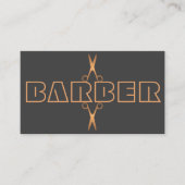 Carte De Visite Barbershop moderne logo en cuivre script gris (Devant)