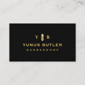 Carte De Visite Barbershop Monogram Gold Barber Poteau Logo (Devant)