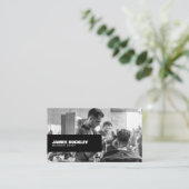 Carte De Visite Barbershop noir et blanc photo, noir (Debout devant)