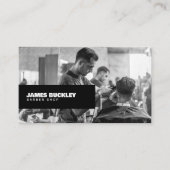 Carte De Visite Barbershop noir et blanc photo, noir (Devant)