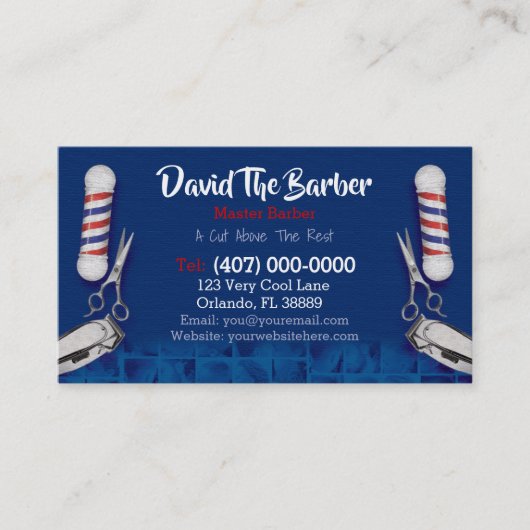 Carte de visite Barbershop (Poche de barbier et pi (Devant)