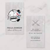 Carte De Visite Barbershop Pole | Pierre blanche | Ciseaux (Devant / Derrière)