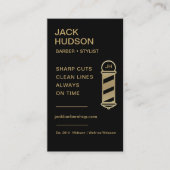 Carte De Visite Barbershop QR Code Black Gold Barber Haircut  (Devant)