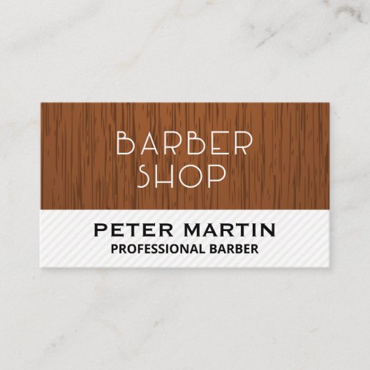 Carte De Visite Barbershop Wood et Stripes (Devant)