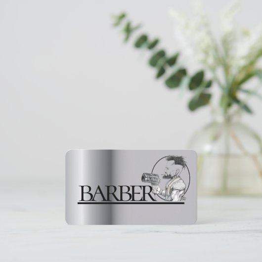 Carte de visite barbier (Debout devant)