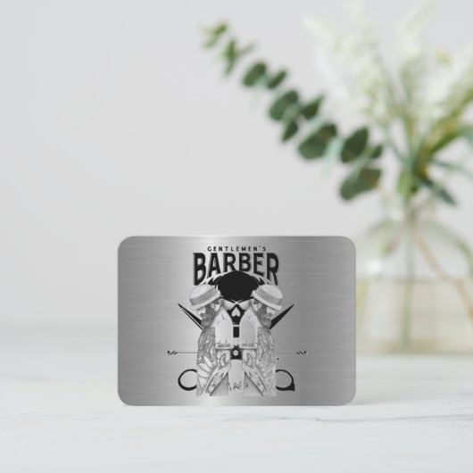 Carte de visite barbier (Debout devant)