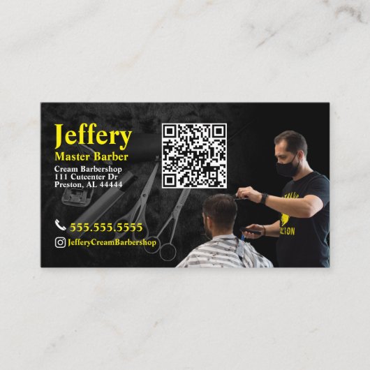 Carte de visite barbier avec code QR (Devant)