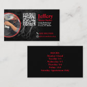 Carte de visite barbier avec code QR et photo gauc (Devant / Derrière)