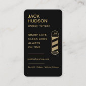 Carte De Visite Barbier Black Gold Barber Haircut QR Code (Devant)