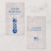 Carte De Visite Barbier Boutique Bleu Barbier Pole Barbier Cheveux (Devant / Derrière)